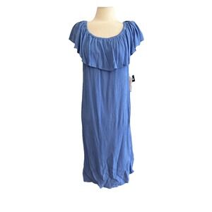 NWT 52seven  Dress Blue OFF SHOULDER  RUFFLE COLLAR babydoll Cottagecore